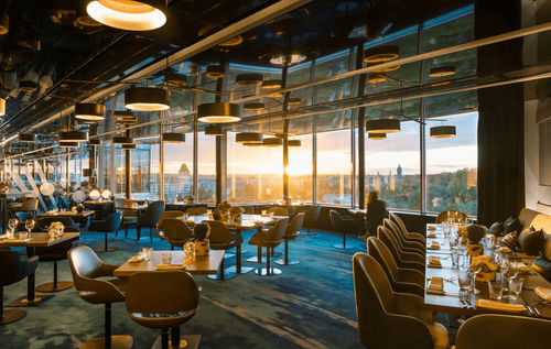 Refined Restaurant With Panoramic Views for Sunset Cocktails