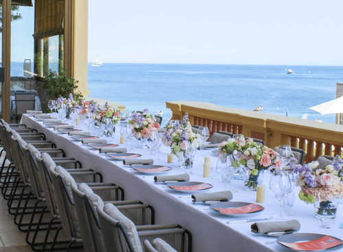 Mediterranean Dining Room With Open Terrace for Seated Dinners