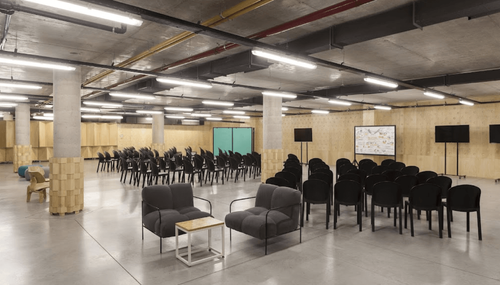 Modern Industrial Hall for Dynamic Brainstorming Sessions and Workshops