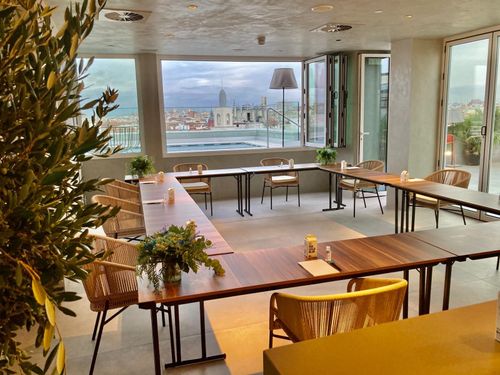Chic Terrace Lounge With City Views for Dynamic Business Gatherings