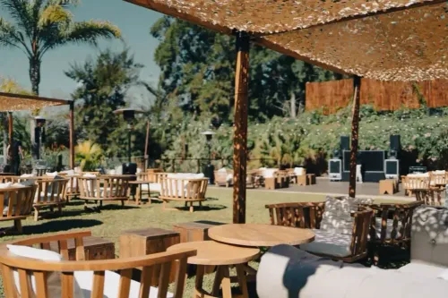 Elegant Outdoor Oasis With Deck, and Water Mirror for Stunning Events