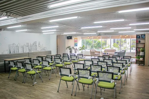 Bright Multipurpose Room With Slatted Ceilings and Timber Floors for Engaging Workshops