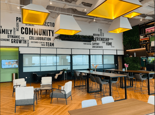 Vibrant Modern Workspace for Collaborative Group Work Sessions