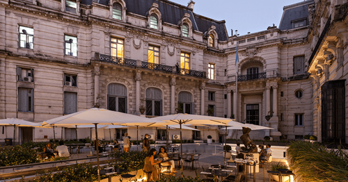 Beaux-Arts Courtyard Terrace Framed by Ornate Architecture for Elegant Gatherings