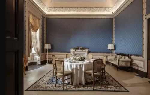 Elegant Rococo-Style Salon With Ornate Ceiling for Intimate Receptions and Celebrations