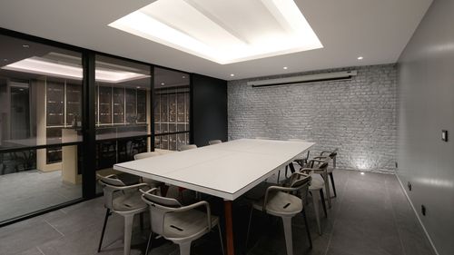 Raw Silvery Meeting Room With Warehouse Flair for Small Events