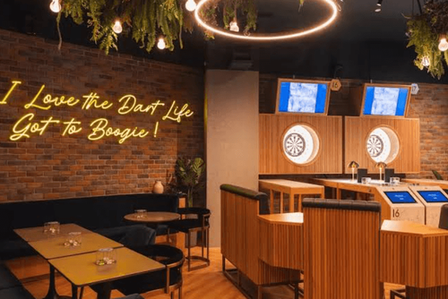 Rustic-Chic Lounge With Tech-Savvy Darts for Elite Events