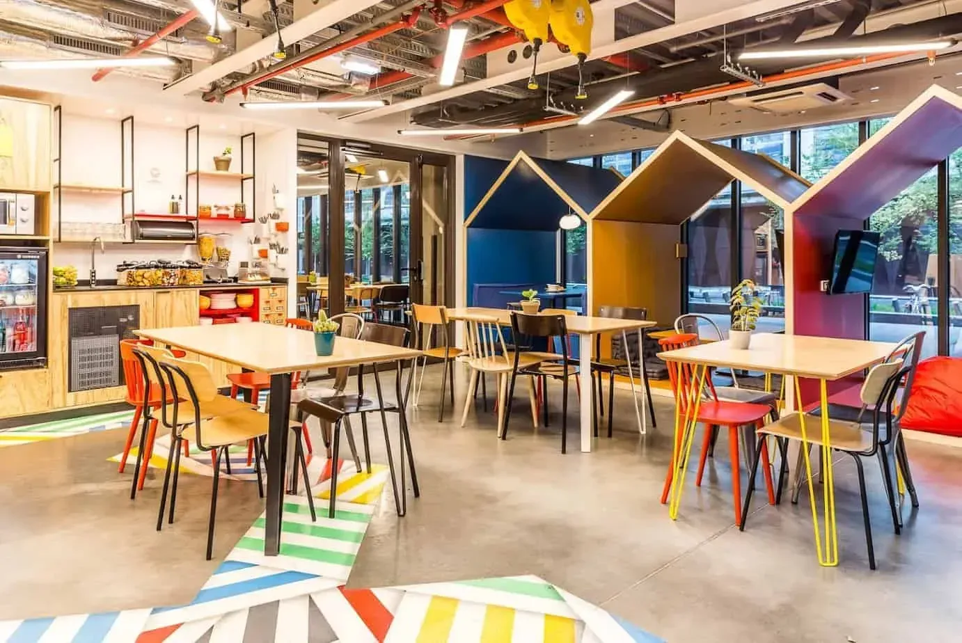 Vibrant and modern co-working venue in Paris with colourful décor.webp