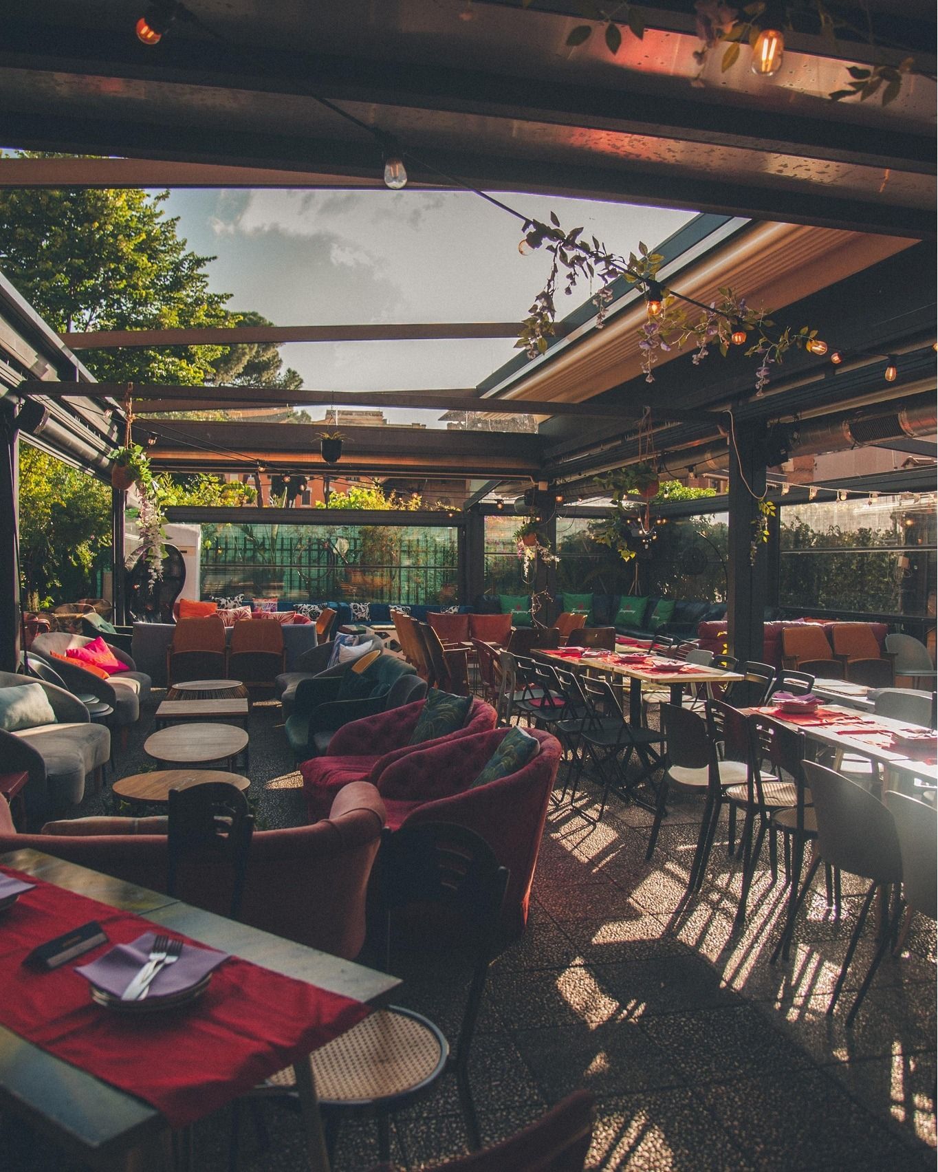 A private party rental on an open rooftop terrace with rustic boho style.jpg