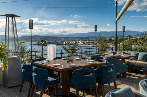 Seaside Terrace Dining with Riviera Elegance for Cocktails
