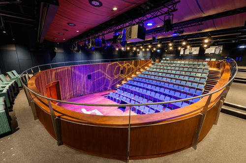 Curved Timber Auditorium With Atmospheric Lighting for Concerts