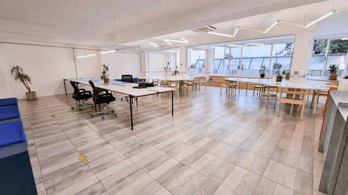 Bright Scandinavian Workspace With a Terrace for Dynamic Hackathons