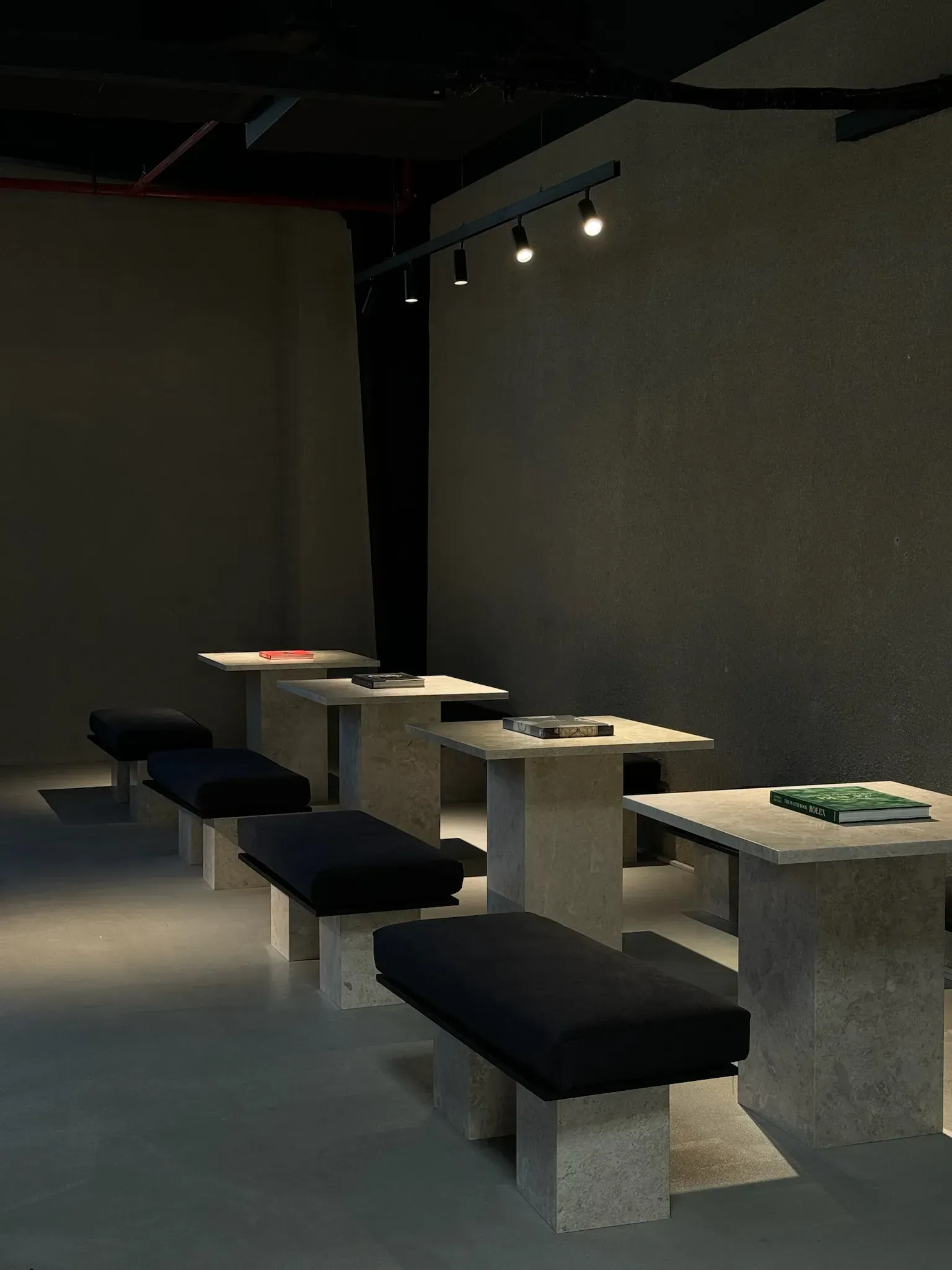 A training space for rent in a sleek industrial loft with stone accents.webp