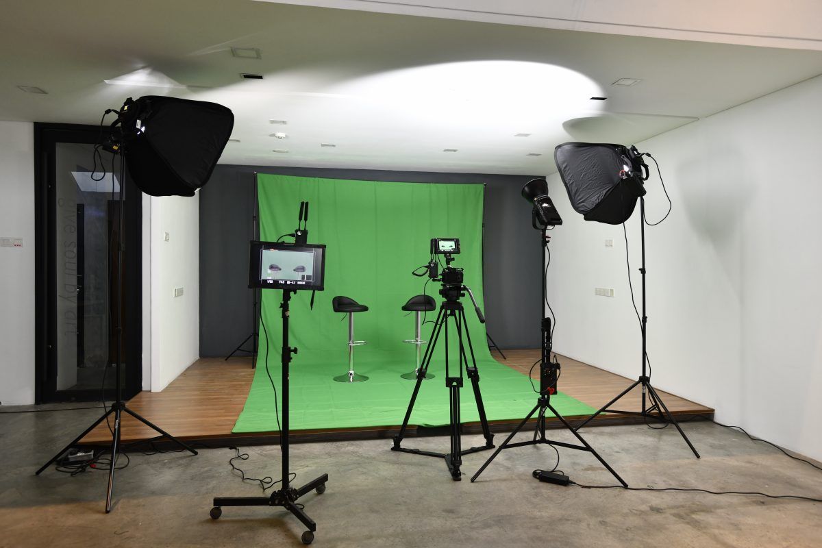 Contemporary film studio with a green screen and professional lighting in Kuala Lumpur.jpg