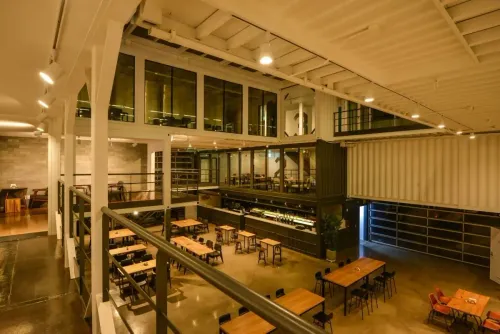 Industrial Mezzanine With Glass Walls for Brand Launches