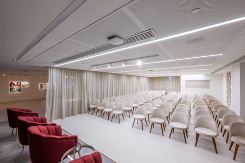 Elegant Ballroom With Art Pieces for Banquets and Conferences