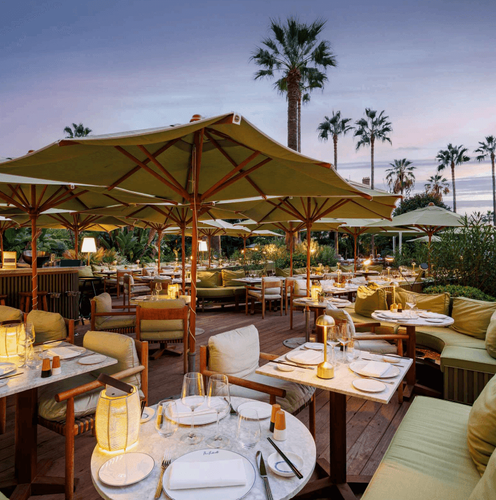 Green Terrace With Stylish Decor and Mediterranean Charm for Cocktails