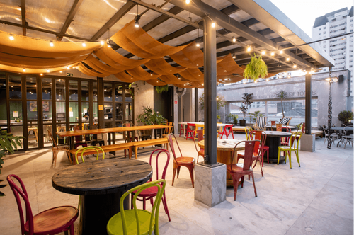 Vibrant Rooftop Space With Skylights for Networking and Workshops