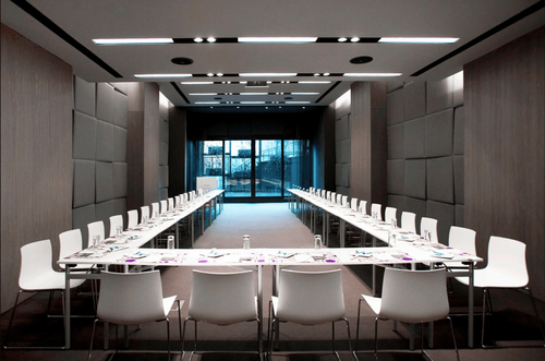 Aesthetic Boardroom With Dark Interiors